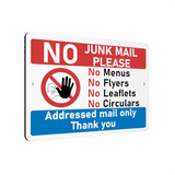 B104 NO JUNK MAIL Metal Aluminium Plaque Sign Door House Office Post Box