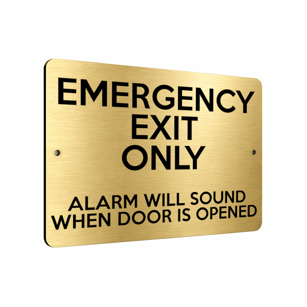 B212 EMERGENCY EXIT ONLY ALARM WILL SOUND Aluminium Metal Plaque Sign Door