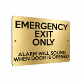 B212 EMERGENCY EXIT ONLY ALARM WILL SOUND Aluminium Metal Plaque Sign Door