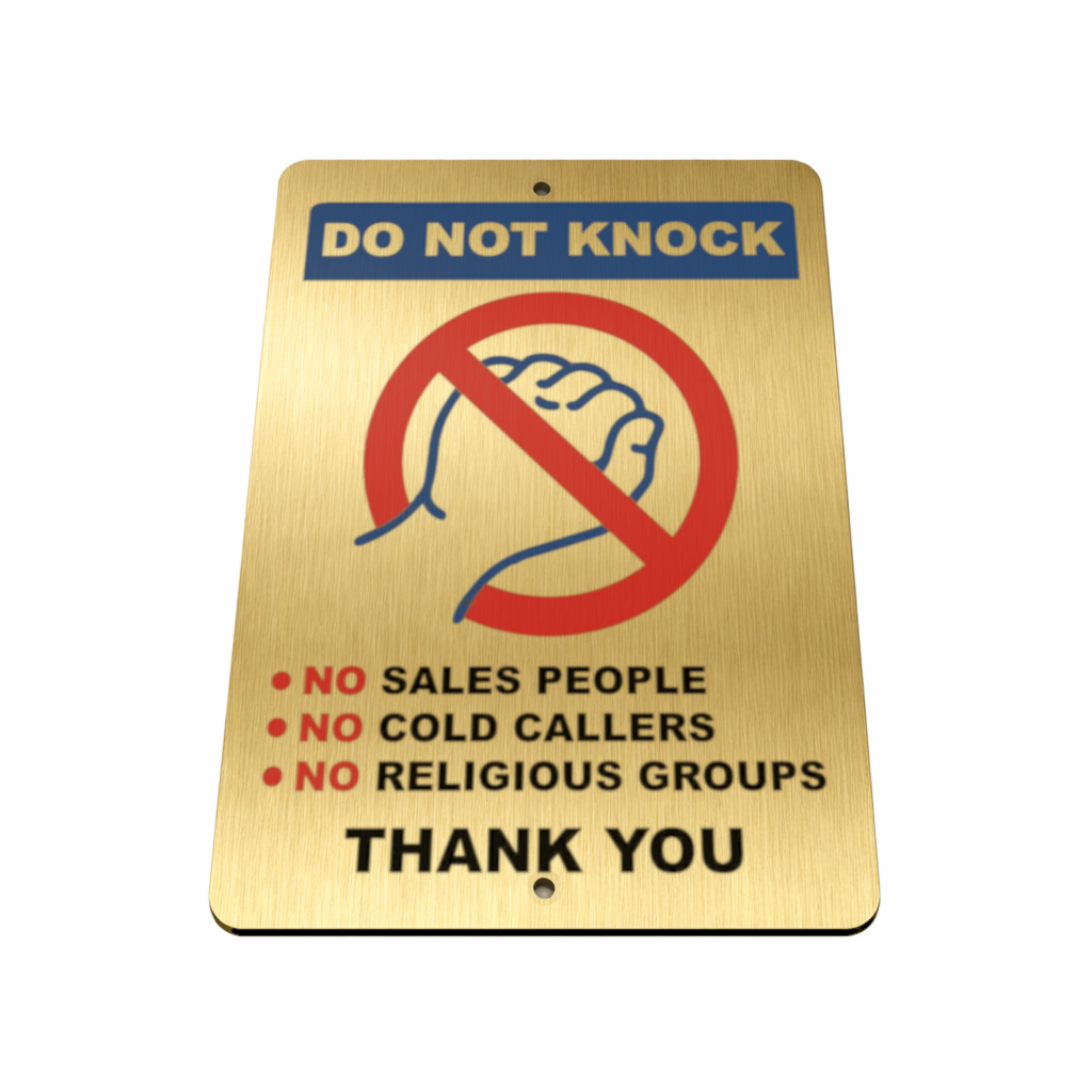B115 DO NOT KNOCK COLD CALLERS Metal Aluminium Plaque Sign For Door House Office