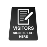 B032 VISITORS SIGN IN / OUT HERE Aluminium Composite Plaque Sign Door Wall