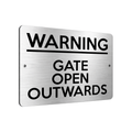 B056 WARNING GATE OPEN OUTWARDS Safety Metal Aluminium Metal Plaque Sign