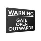 B056 WARNING GATE OPEN OUTWARDS Safety Metal Aluminium Metal Plaque Sign