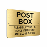 B105 POST BOX PLEASE LIFT THE LID Metal Aluminium Plaque Sign Parcels Letters