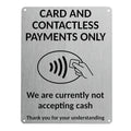 1MM 2406 Card And Contactless Payments Only No Cash Metal Aluminium Metal Plaque