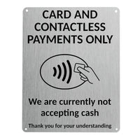 1MM 2406 Card And Contactless Payments Only No Cash Metal Aluminium Metal Plaque