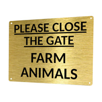 1MM 2413 PLEASE CLOSE THE GATE Farm Animals Door Metal Aluminium Metal Plaque