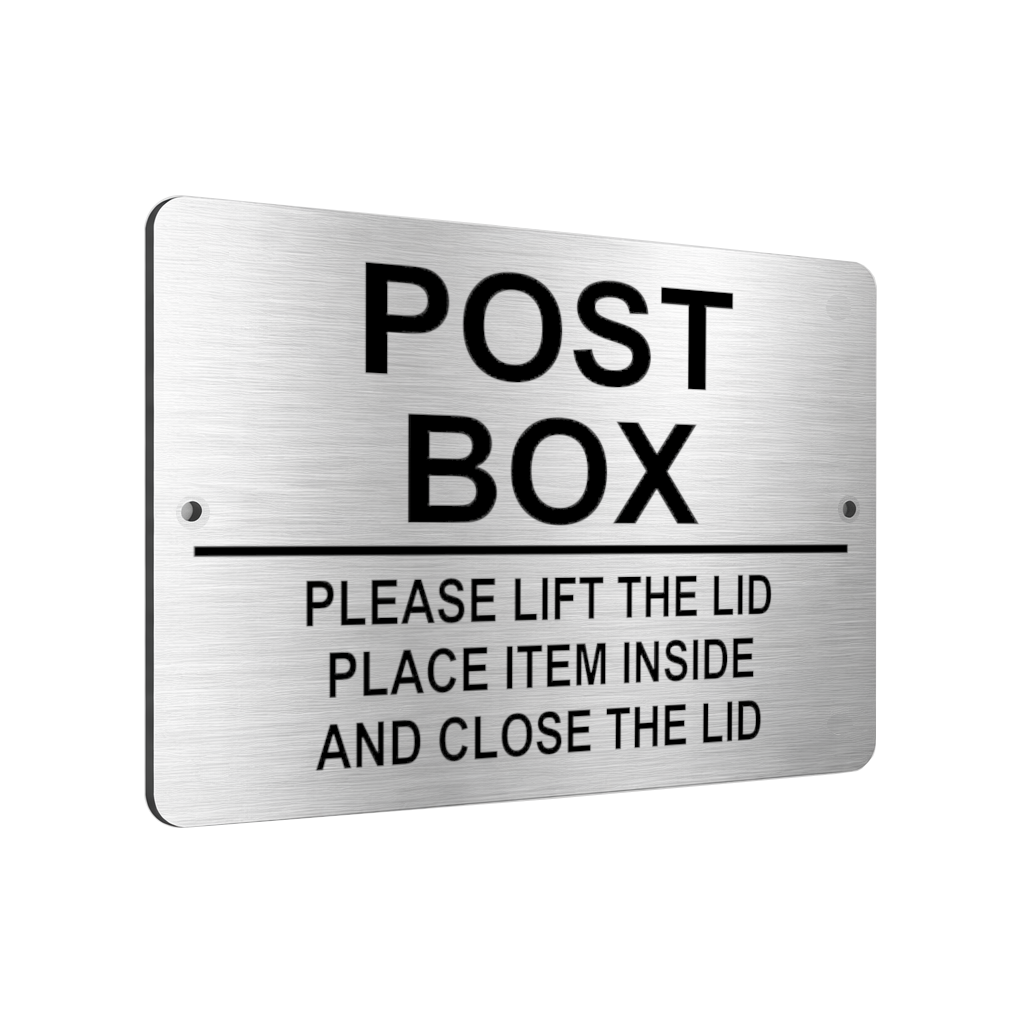 B105 POST BOX PLEASE LIFT THE LID Metal Aluminium Plaque Sign Parcels Letters