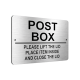 B105 POST BOX PLEASE LIFT THE LID Metal Aluminium Plaque Sign Parcels Letters