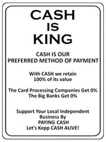 2163 KING OF CASH Preferred Method Of Payment Metal Aluminium Plaque Sign