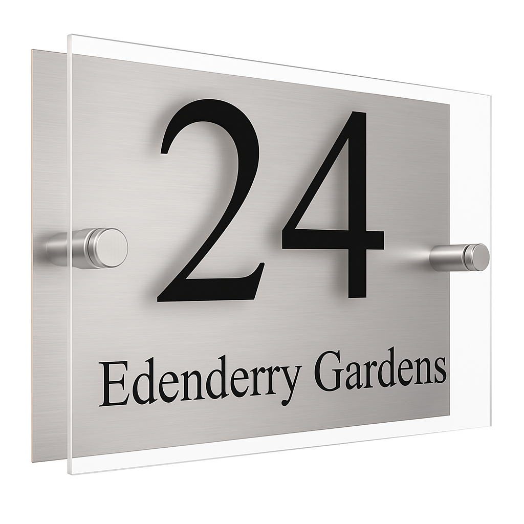 M091 Custom Personalised Modern Address Door Acrylic Aluminium Sign Plaque