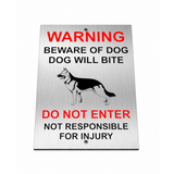 B240 BEWARE OF DOG WILL BITE DO NOT ENTER Metal Aluminium  Sign Plaque Gate