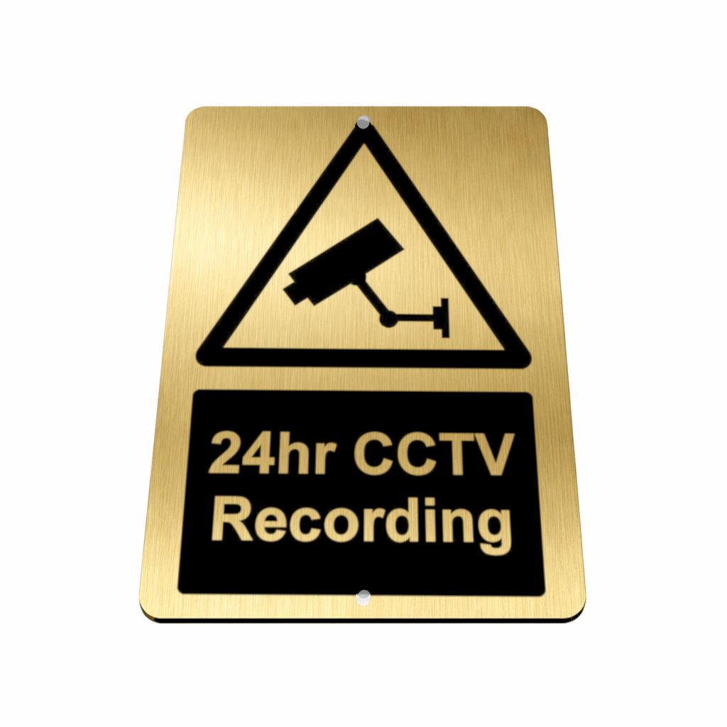 B128 24hr CCTV Recording Safety Metal Aluminium Plaque Sign Door