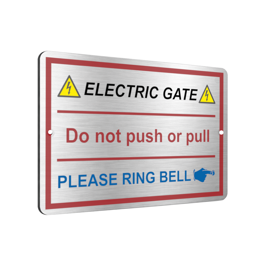 B126 ELECTRIC GATE PLEASE RING BELL Right metal Aluminium Plaque Sign Door