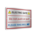 B126 ELECTRIC GATE PLEASE RING BELL Right metal Aluminium Plaque Sign Door