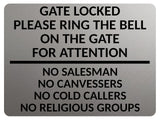 2430 Gate Locked Please Ring The Bell For Attention Metal Aluminium Plaque Sign
