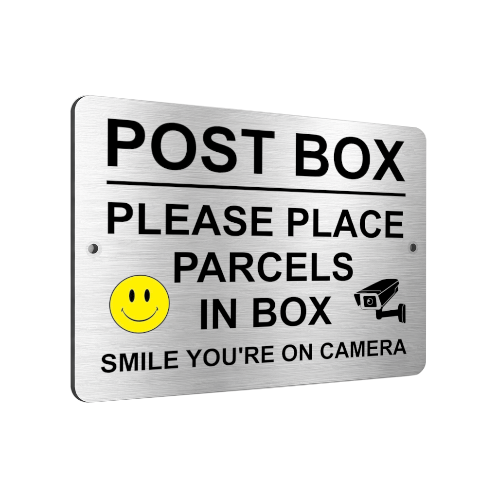 B152 POST BOX Smile Camera Metal Aluminium Plaque Sign Letters Parcels