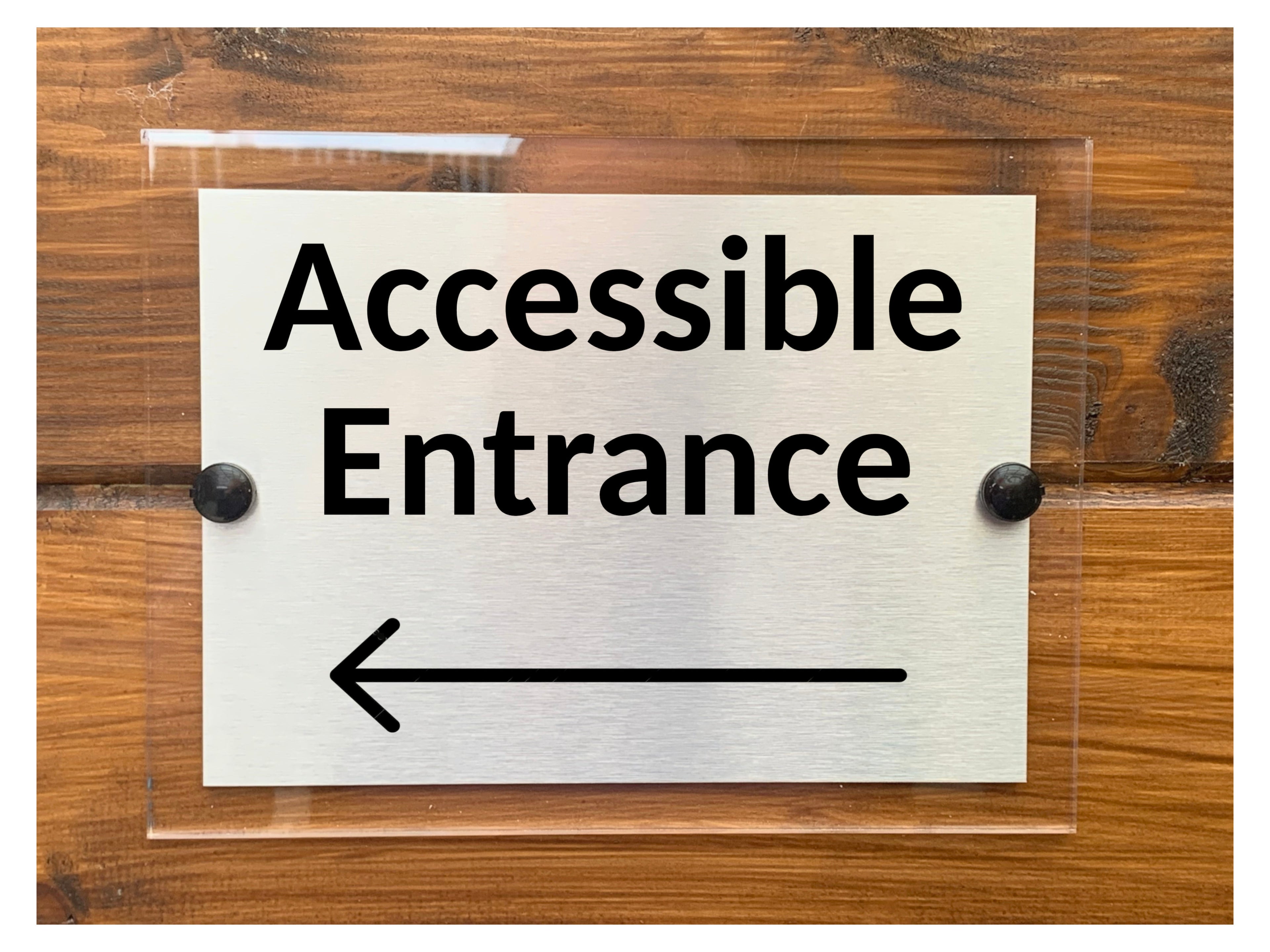 M088 ACCESSIBLE ENTRANCE Arrow Direction Left Aluminium Acrylic Plaque Sign