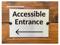 M088 ACCESSIBLE ENTRANCE Arrow Direction Left Aluminium Acrylic Plaque Sign