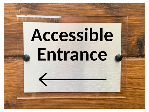 M088 ACCESSIBLE ENTRANCE Arrow Direction Left Aluminium Acrylic Plaque Sign