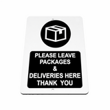 B116 PLEASE LEAVE PACKAGES DELIVERIES HERE Metal Aluminium Plaque Sign