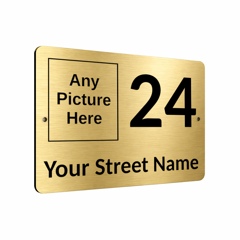 B140 Custom Personalised Address Any Photo Metal Aluminium Plaque Sign Door