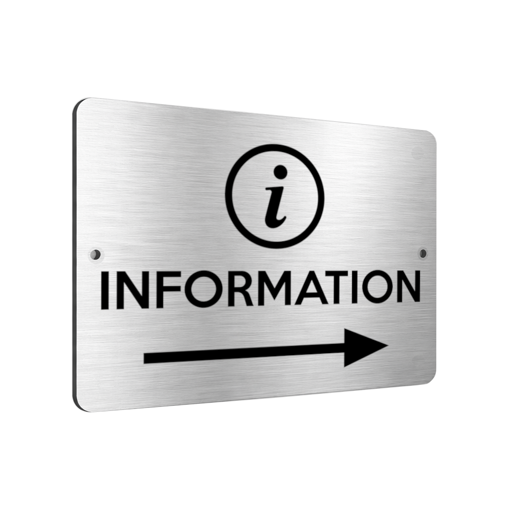 B191 INFORMATION Arrow Right Customer Shop Business Aluminium Metal Plaque Sign
