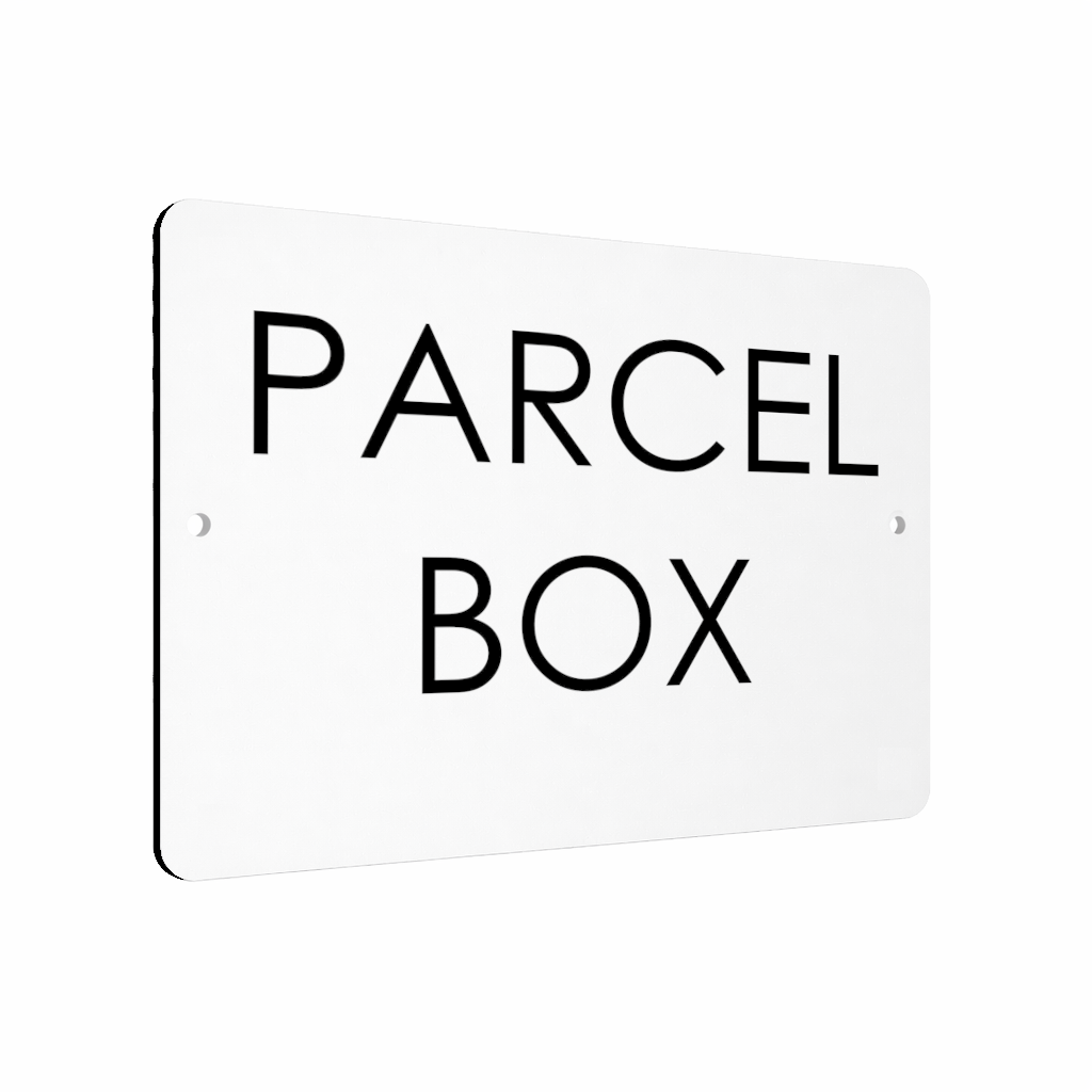 B034 PARCEL BOX Aluminium Composite Plaque Sign House Office Gate