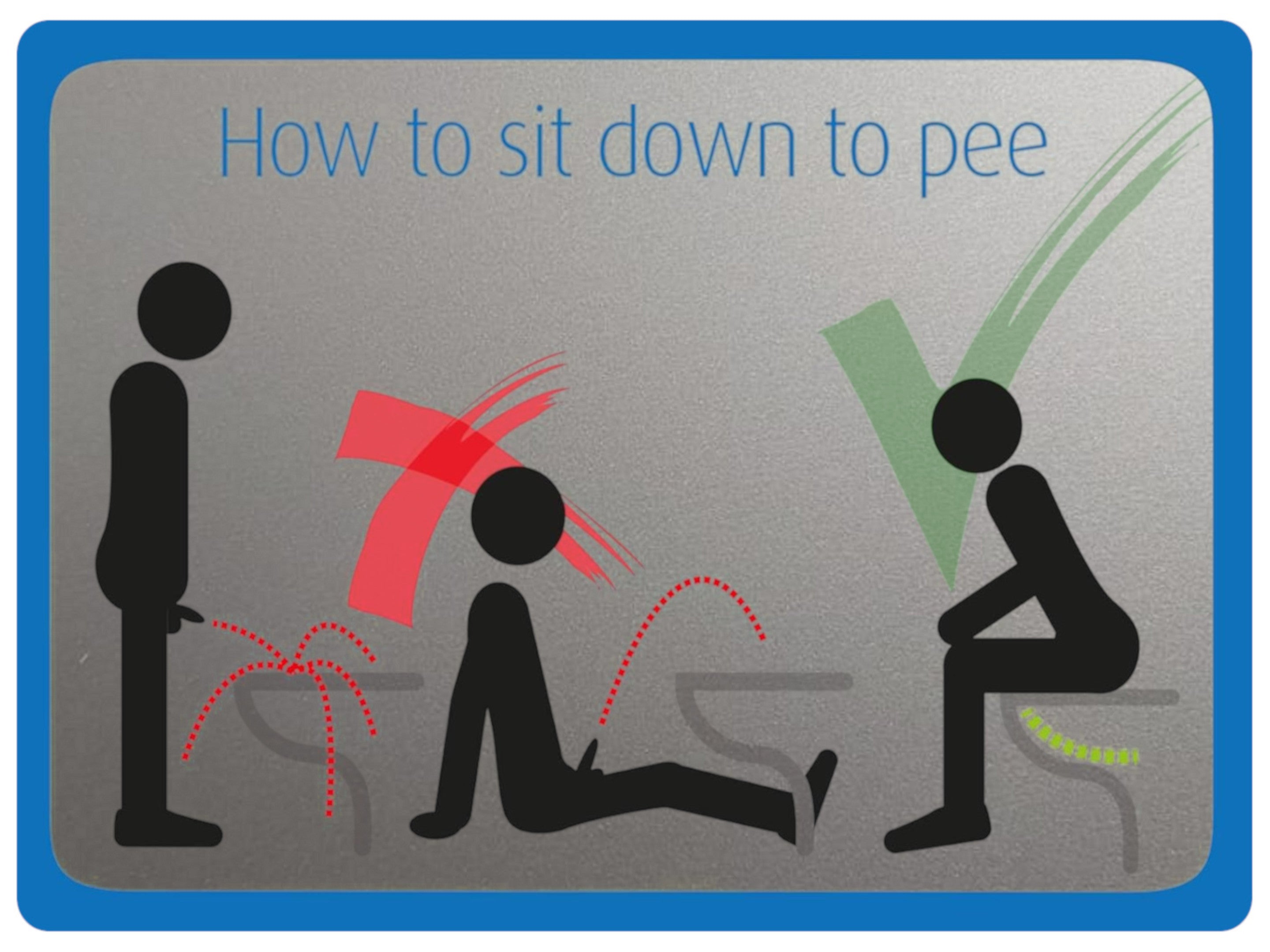 2437 How To Sit Down To Pee Toilet Funny Metal Aluminium Plaque Sign