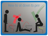 2437 How To Sit Down To Pee Toilet Funny Metal Aluminium Plaque Sign