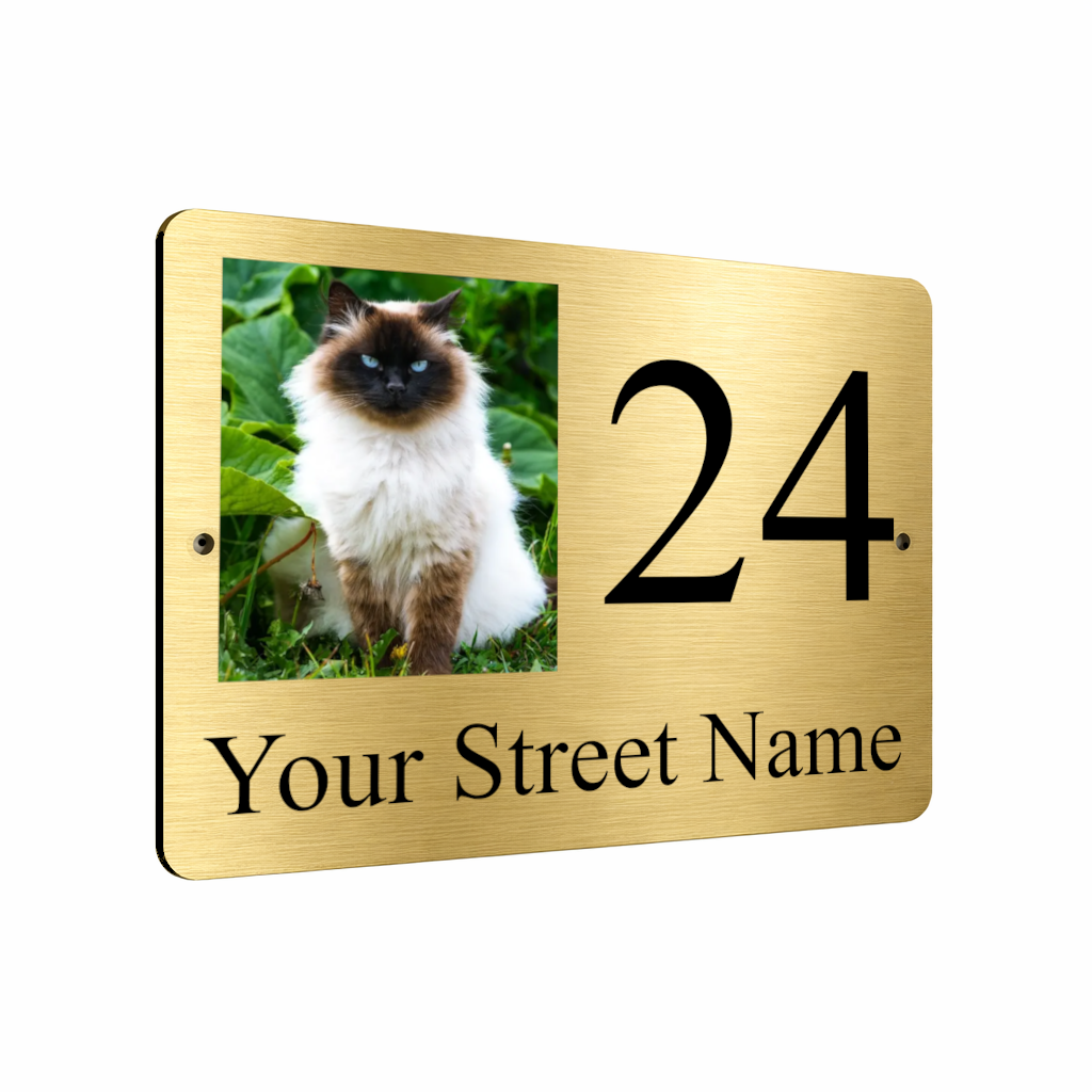 B080 Custom Personalised Address Any Pet Photo Metal Aluminium Plaque Sign Door