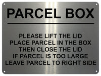 1MM 2400 PARCEL BOX Too Large Leave Parcel in Right Side Metal Aluminium Metal Plaque