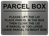 1MM 2400 PARCEL BOX Too Large Leave Parcel in Right Side Metal Aluminium Metal Plaque