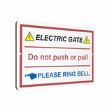 B127 ELECTRIC GATE PLEASE RING BELL Left Metal Aluminium Plaque Sign Door