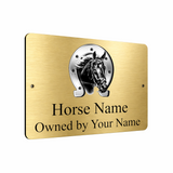 B086 Custom Personalised Horse Pony Stable Door Metal Aluminium Plaque Sign