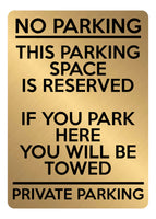 A5.28 NO PARKING THIS SPACE IS RESERVED PRIVATE Aluminium Metal Sign Plaque
