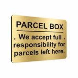 B142 PARCEL BOX Metal Aluminium Plaque Sign Door Gate House Office