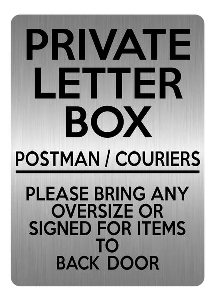 A5.31 PRIVATE LETTER BOX Oversize Items Back Door Aluminium Metal Plaque Sign