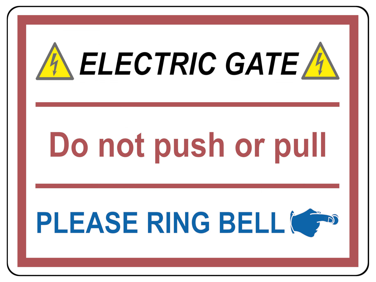 UV105 ELECTRIC GATE PLEASE RING BELL Right Metal Aluminium Plaque Sign A4 Size