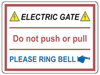 UV105 ELECTRIC GATE PLEASE RING BELL Right Metal Aluminium Plaque Sign A4 Size