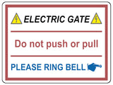 UV105 ELECTRIC GATE PLEASE RING BELL Right Metal Aluminium Plaque Sign A4 Size