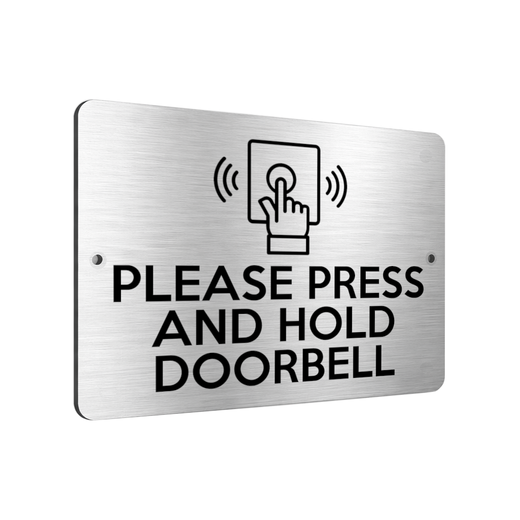 B183 PLEASE PRESS AND HOLD DOORBELL Door Metal Aluminium Metal Plaque Sign