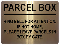 1917 PARCEL BOX  RING BELL FOR ATTENTION HOME GATE Metal Aluminium Plaque Sign