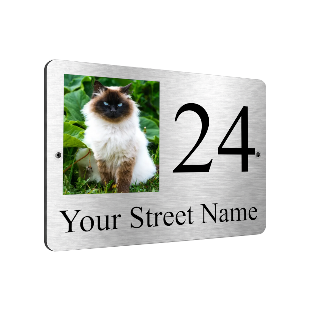 B080 Custom Personalised Address Any Pet Photo Metal Aluminium Plaque Sign Door