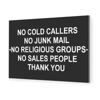 B007 No Cold Callers Junk Mail Sales People Door Aluminium Composite Sign Plaque