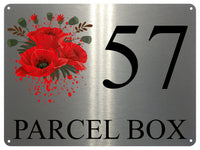 UV135 Custom Personalised PARCEL BOX Metal Aluminium Plaque Sign Door House Office A4