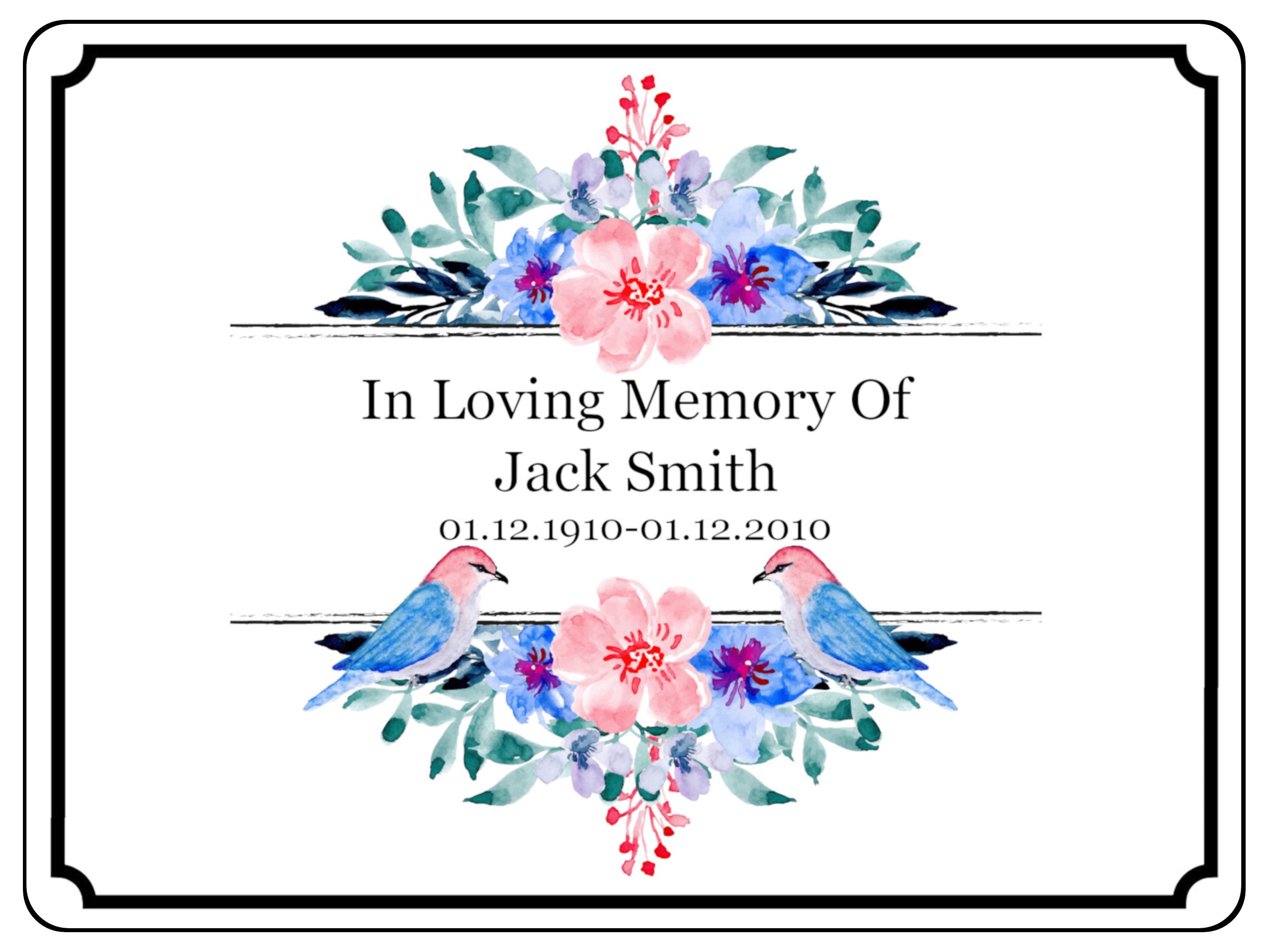 2275 Custom Personalised Memorial Funeral Grave Metal Aluminium Sign Plaque