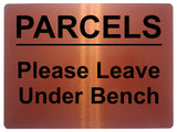 1912 PARCELS Please Leave Under Bench Door Letters Metal Aluminium Plaque Sign