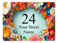 2262 Custom Personalised Address Flowers Door Gate Metal Aluminium Sign Plaque