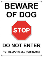 2352 BEWARE OF DOG STOP DO NOT ENTER Metal Aluminium Plaque Sign Door Gate